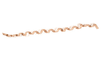 Brown check ribbon isolated on white background.