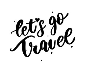 Travel set icons. Handwritten lettering. Label vector illustration