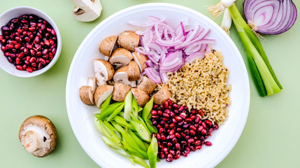Vegetarian Mushroom and Rice Poke Bowl