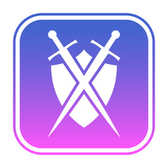 Shield and sword logo template. Protected icon.