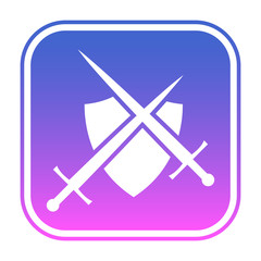 Shield and sword logo template. Protected icon.