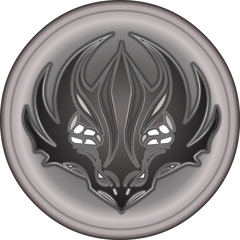 Dragon logo grey vector illustration on white background