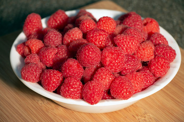 Bowl of Fresh Organic Raspberries