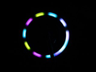 coloured LEDs on a spinning bicycle wheel
