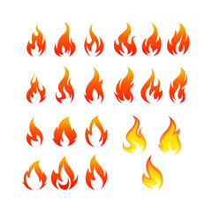 Flame or fire icon set vector image design on white background