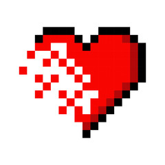 Pixel art heart love color icon valentine