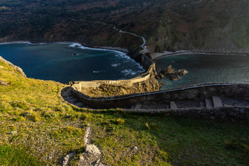 Scenic stairway to San Juan de Gaztelugatxe overlooking the Atlantic Ocean, Bermeo, Basque Country, Spain