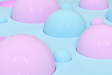 Lots of repeating spheres and wall, 3d rendering.