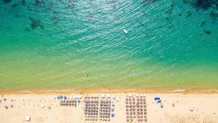 Aerial view at the beach. Beautiful natural seascape at the summer time.