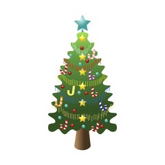 Christmas tree with colorful decorations, Merry Christmas