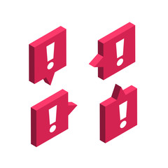 isometric vector image on a white background, banner icons with an exclamation mark, an important note or news