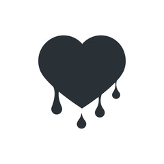 flat vector image on white background, heart icon with drops