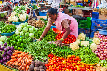 Fruts, vegetables at market, India - 287227551