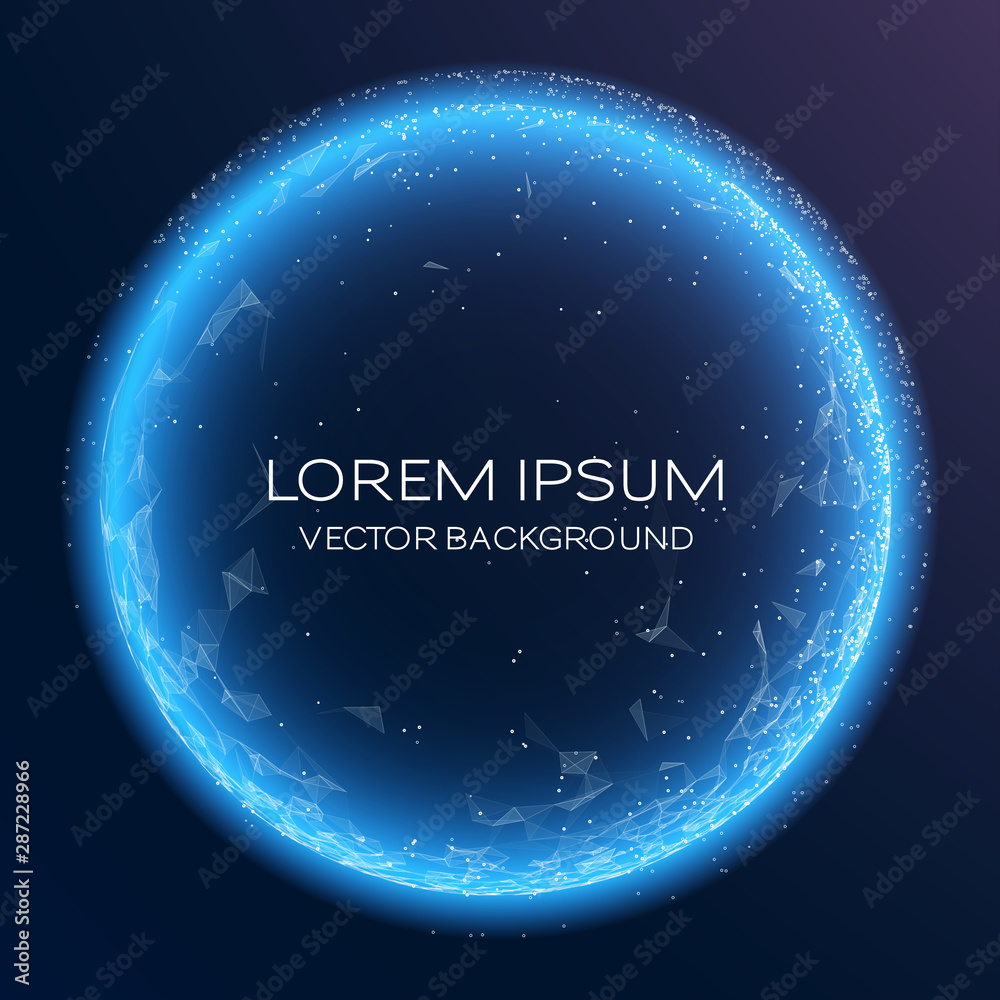Aufkleber abstract vector colorful mesh sphere on black background. big data. plexus effec. futuristic vector 