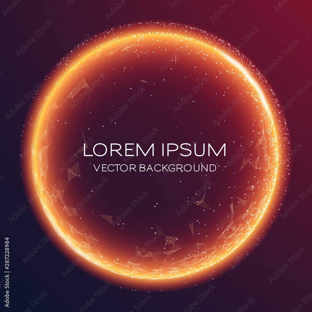 Poster abstract vector colorful mesh sphere on black background. big data. plexus effec. futuristic vector 