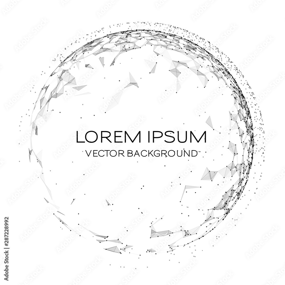 Poster abstract vector colorful mesh sphere on black background. big data. plexus effec. futuristic vector 