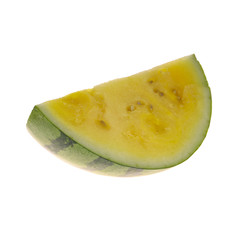 slice of yellow watermelon isolated on white background