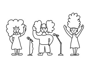 Cute singers stay isolated. Vector simple design.