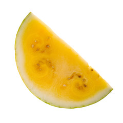 slice of yellow watermelon isolated on white background