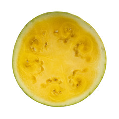 half of yellow watermelon isolated on white background