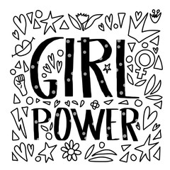 Girl power poster. Vector concept illustration.
