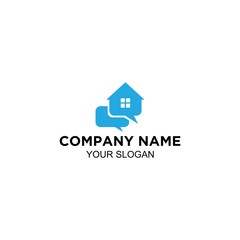 Chat Talking Home logo design vector