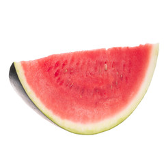 cut of fresh red  watermelon without seeds isolated on white background
