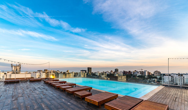 Pool on the roof of a building (Montevideo; Uruguay)