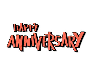 Happy anniversary text. Vector word with decor.