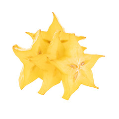 Naklejka premium heap of slices of carambola isolated on white background