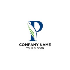 feather P logo design vector