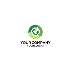 global of recycle logo design vector