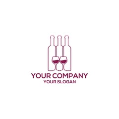 Obraz premium Glass and Wine Logo Design vector