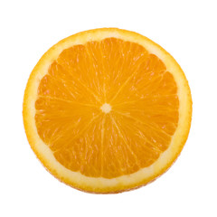 half of fresh orange  lemon isolated on white background