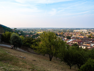 View from above from the town of Pietrasanta to the sea