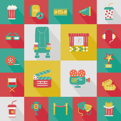 Set icons for design cards of children's cinema club.