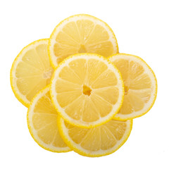 heap of fresh lemon slices  isolated on background