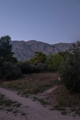 View of mountain range in Baska Voda in Croatia, taking pictures in the early evening.