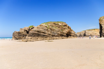 Ribadeo, Spain. Beach and scenic cliffs