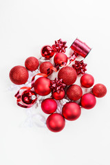 Christmas balls on a white background.