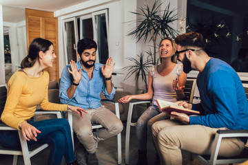 Support group meeting for people struggling with addiction