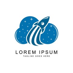 rocket and cloud logo template