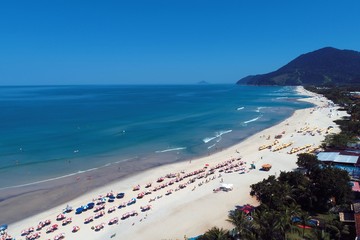 Aerial view of Maresias and Pauba Beaches, Sao Sebastiao, North Coast of Sao Paulo, Brazil. Vacation Travel. Travel destination. Tropical scenery. Great landscape