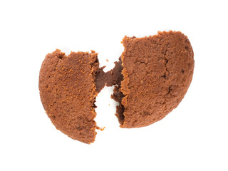 Soft Round Chocolate Butter Cookie Isolated Top View