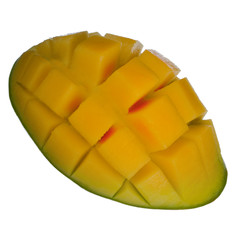 half  mango isolated on white background
