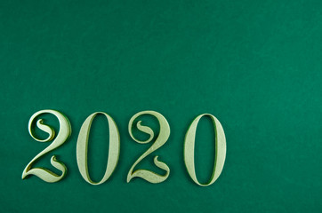 Christmas, New Year's green background. 2020 new year