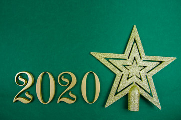 Christmas, New Year's green background. 2020 new year
