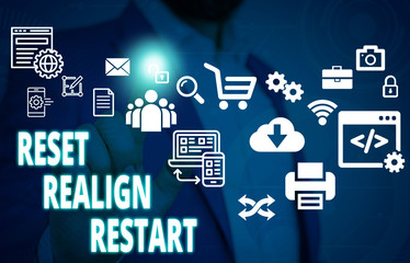 Handwriting text Reset Realign Restart. Conceptual photo Life audit will help you put things in...