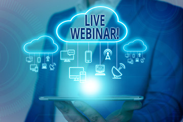 Handwriting text writing Live Webinar. Conceptual photo presentation lecture or seminar transmitted...