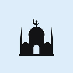 Mosque building flat icon. Elements of buildings illustration icons. Signs, symbols can be used for web, logo, mobile app, UI, UX on sky background